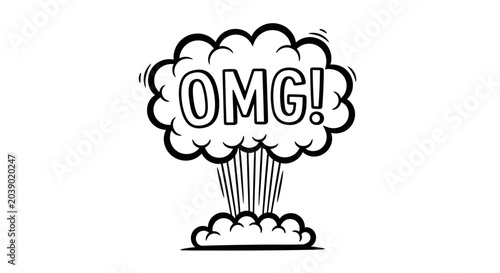 Foto Surprised expression, shocked face, comic speech bubble, OMG reaction