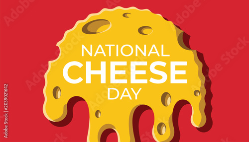 Bild auf Leinwand Decorative graphic celebrating national cheese day with a melting cheese wheel