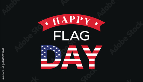 Foto Happy flag day text graphic with red white blue colors