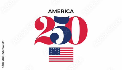 Canvastavla Official red white and blue America 250 anniversary commemorative logo