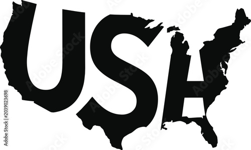 Photos USA Typography Design with United States Map Silhouette Integrated into Bold Let