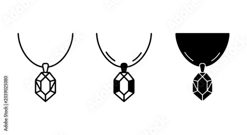Slika na platnu Elegant gemstone pendant necklace vector icons, jewelry accessories, fashion des