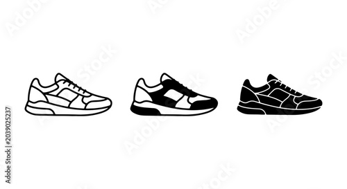 Quadro su tela Running Shoes Vector Icon Set, Athletic Footwear Collection, Modern Sport Sneake