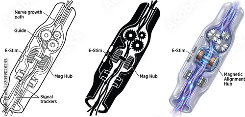 Photos Conceptual illustration of a nerve regeneration device featuring internal compon