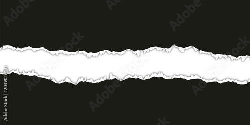 Foto Black torn paper strip PNG isolated on transparent background with rough ripped