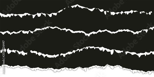 фотографія Collection of black torn paper strips PNG isolated on transparent background wit