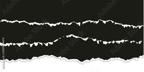 Tableau sur toile Realistic black paper tear PNG isolated on transparent background with rough tor