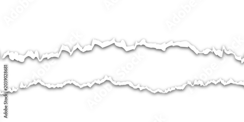 Horizontal torn paper edge PNG isolated on transparent background with rough ripped border and realistic paper fiber texture appearance