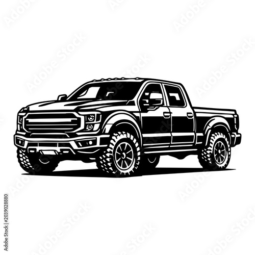 Heavy-duty pickup truck with rugged body vector