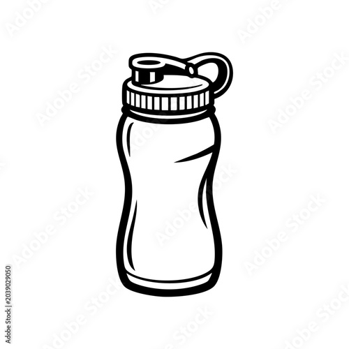 Reusable water bottle with detailed cap and ergonomic shape