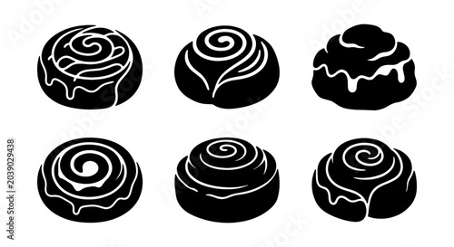 Quadro su tela Cinnamon Roll Icons, Sweet Pastry Vector Graphics, Baked Goods Illustrations