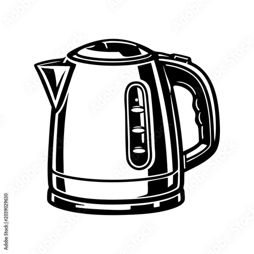 Electric kettle with detailed handle and spout
