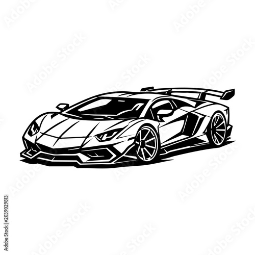 Exotic supercar with aggressive aerodynamic styling vector