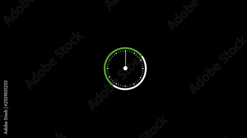 Minimalist Clock Icon with Green Progress Ring on Black Background