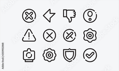 Quadro em tela A set of icons related to negatives that allow for line editing (not outlined)