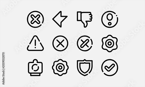 Фотография A set of icons related to negatives that allow for line editing (not outlined)