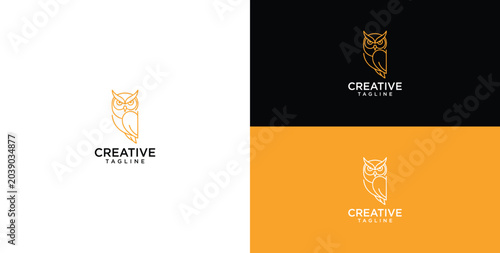 Minimalist line art logo design featuring an owl, perfect for creative brands and businesses seeking a modern, elegant, and memorable visual identity