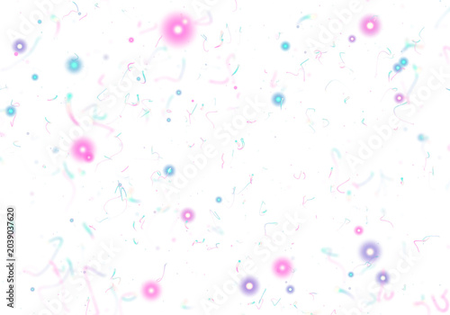 Colorful neon confetti and glowing party streamers isolated on transparent background festive celebration overlay