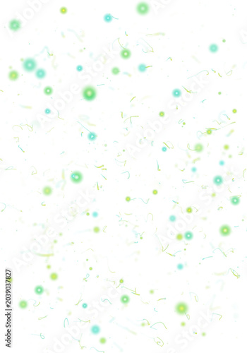 Green and cyan festive confetti overlay with glowing particles isolated on transparent background festive celebration overlay