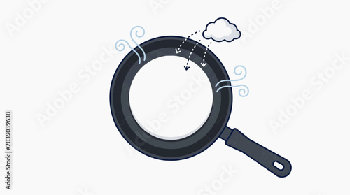Bild auf Leinwand Minimalist flat illustration of white tapioca flour spreading in a circular pan, top-down view, clean lines, white background, high contrast graphic