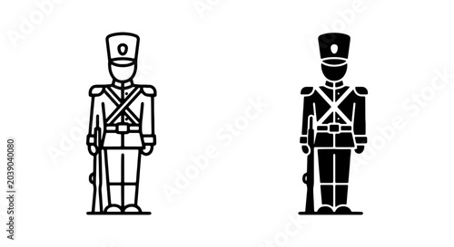Tableau sur toile Toy Soldier Icons, Vintage Military Figures, Classic Guard Vector Graphics, Hist