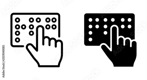 Foto Braille Reading Icons, Tactile System for Visually Impaired, Accessibility Symbo