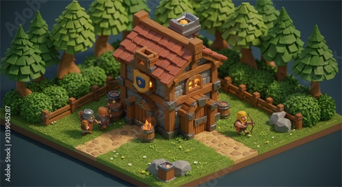 Charming Miniature Fantasy Tavern in a Lush Forest Setting