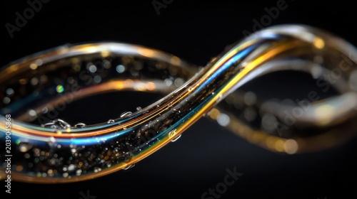 Abstract Swirl with Water Droplets and Rainbow Colors