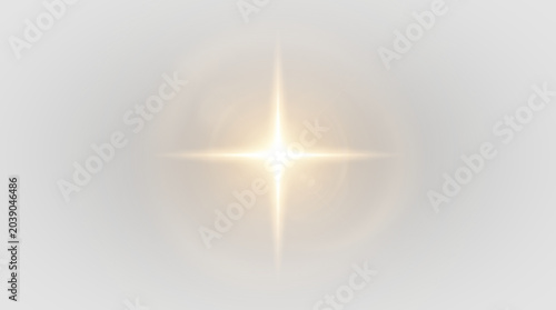 Картината върху платно bright golden flare light effect with radial beams on black background
