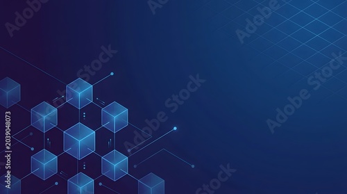 Futuristic Digital Background with Blue Cubes and Connections