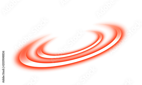 Bild auf Leinwand Futuristic Neon Red Swirl Motion Graphic Vector Ring with Soft Blurred Edge Effe