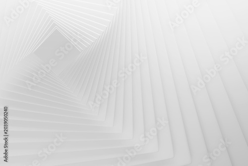 Obraz na plátně White concentric squares recede endlessly in recursive tunnel, soft layers, luminous perspective