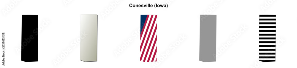 Obraz premium Conesville (Iowa) blank outline map set