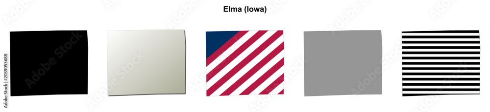 Fototapeta premium Elma (Iowa) blank outline map set