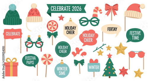 Colorful holiday cheer photo cutouts for festive celebration 2026