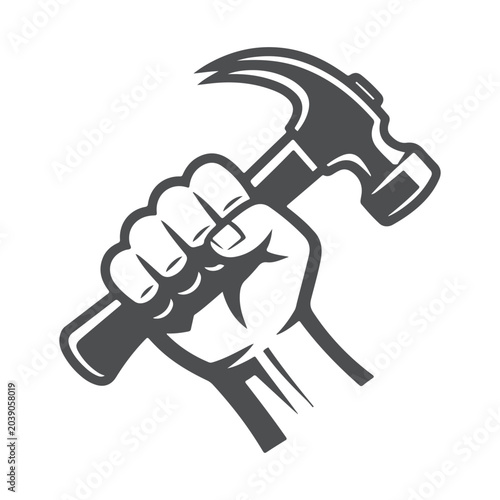 Strong hand grip hammer icon vector illustration