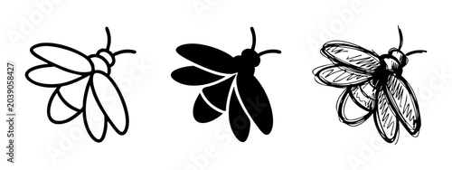 Fotografía Set of Bee Icons in Outline, Silhouette, and Sketch Styles for Design Projects