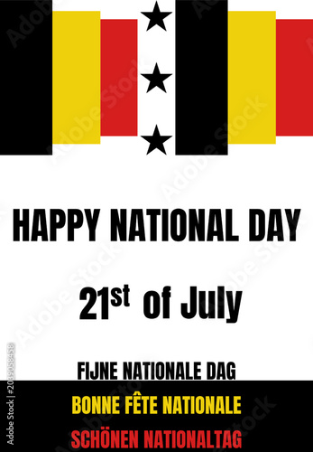 Cuadro en lienzo Happy National Day 21st of July Belgium Poster Vector