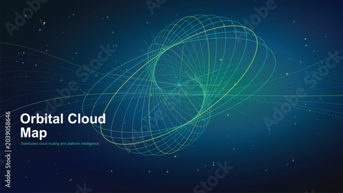 Photos Abstract orbital wireframe structure representing global network connections ide