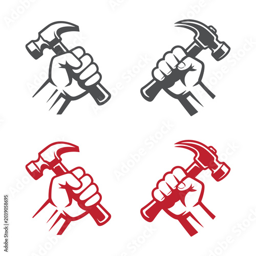 hand holding claw hammer icon for construction