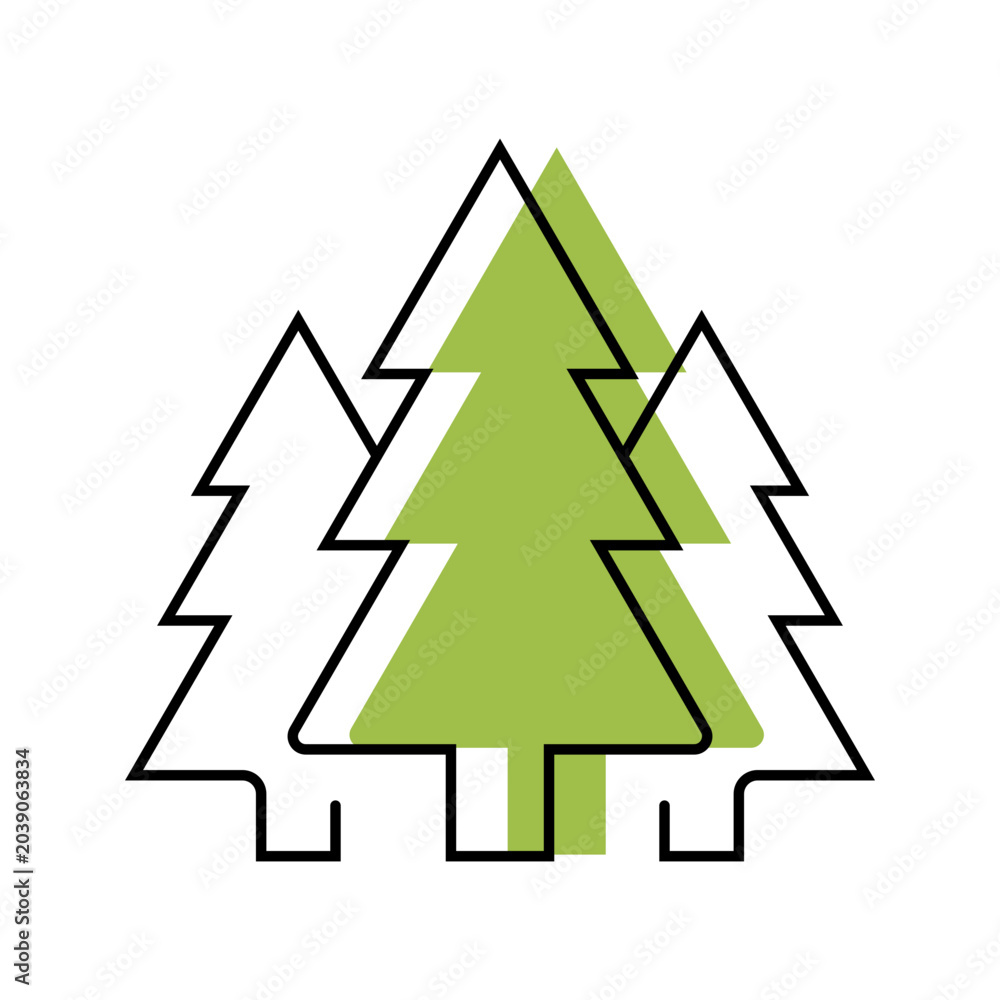 Obraz premium Forest trees icon. Nature and woodland line symbol. Color.