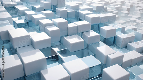 Cascading Sequence Of Heavy Pure White Matte Blocks