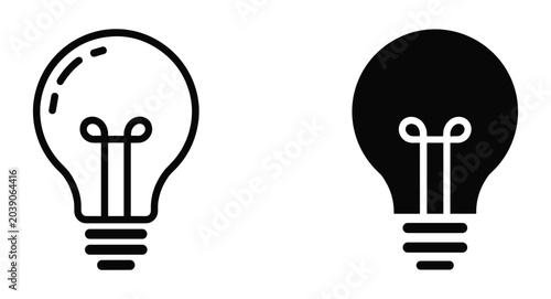 Canvastavla Lightbulb Icon Comparison: A graphic representation comparing a simple outline lightbulb icon with a solid silhouette
