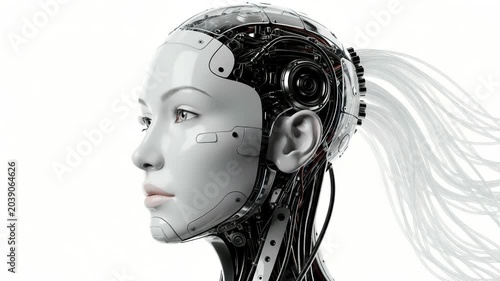 Profile view of a futuristic humanoid robot head