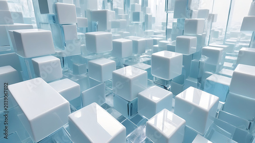 Asymmetrical Elegant Layout Of White And Blue Blocks