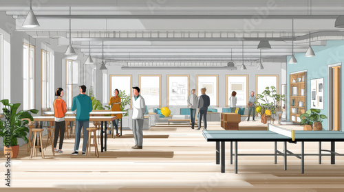 Tech Startup Office Vibe Casual Ping Pong Area