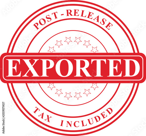 Quadro su tela Exported Stamp - Red Circular Seal Featuring the Word 'Exported' with 'Post-Rele