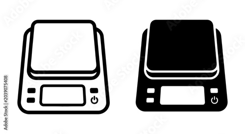 Tableau sur toile Digital Kitchen Scales Icons, Precision Weighing Tools, Food Measurement Vector