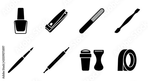 Slika na platnu Nail Care Tools Collection, Manicure Pedicure Icons, Beauty Salon Equipment, Cos
