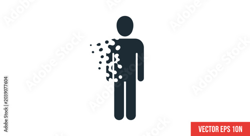 Photos Human figure dissolving into particles